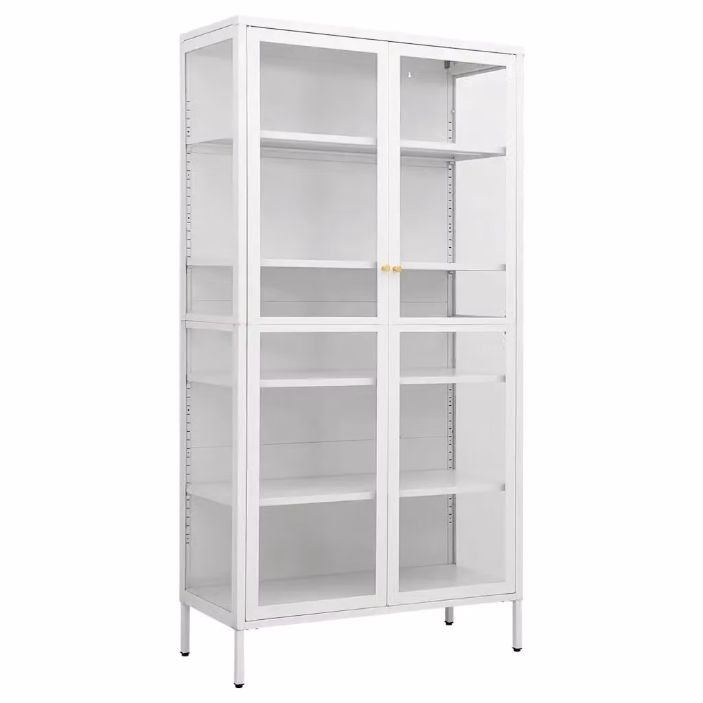 vidaXL Vetrina Moderna Bianca con Ante in Vetro e Struttura in Metallo L: 90 cm, P: 40 cm, H: 180 cm – 2