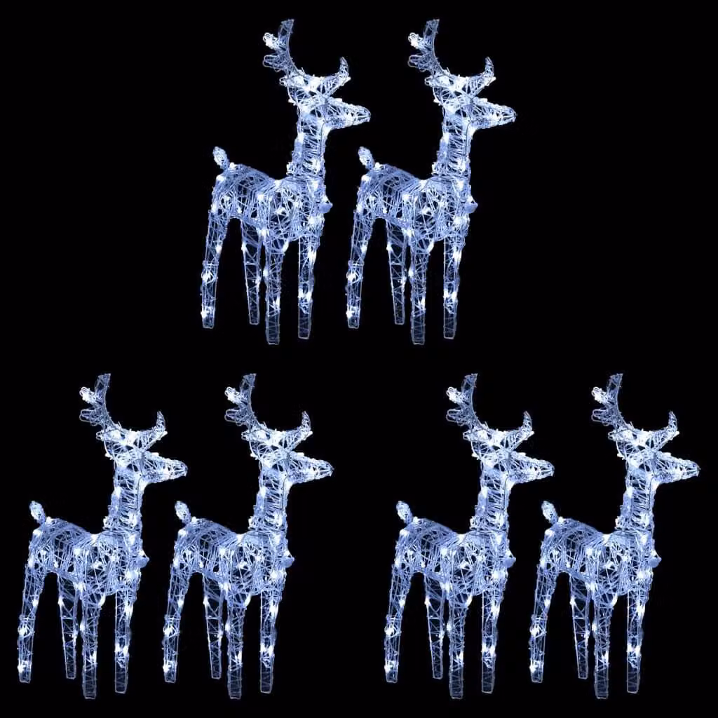 The Living Store Renna a LED 6 pezzi. Bianco freddo 240 LED acrilico