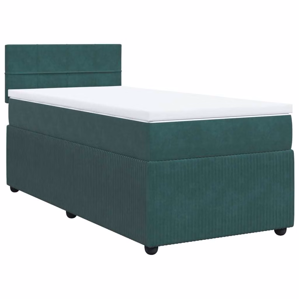 Giroletto a Molle con Materasso Verde Scuro 90x190 cm Velluto