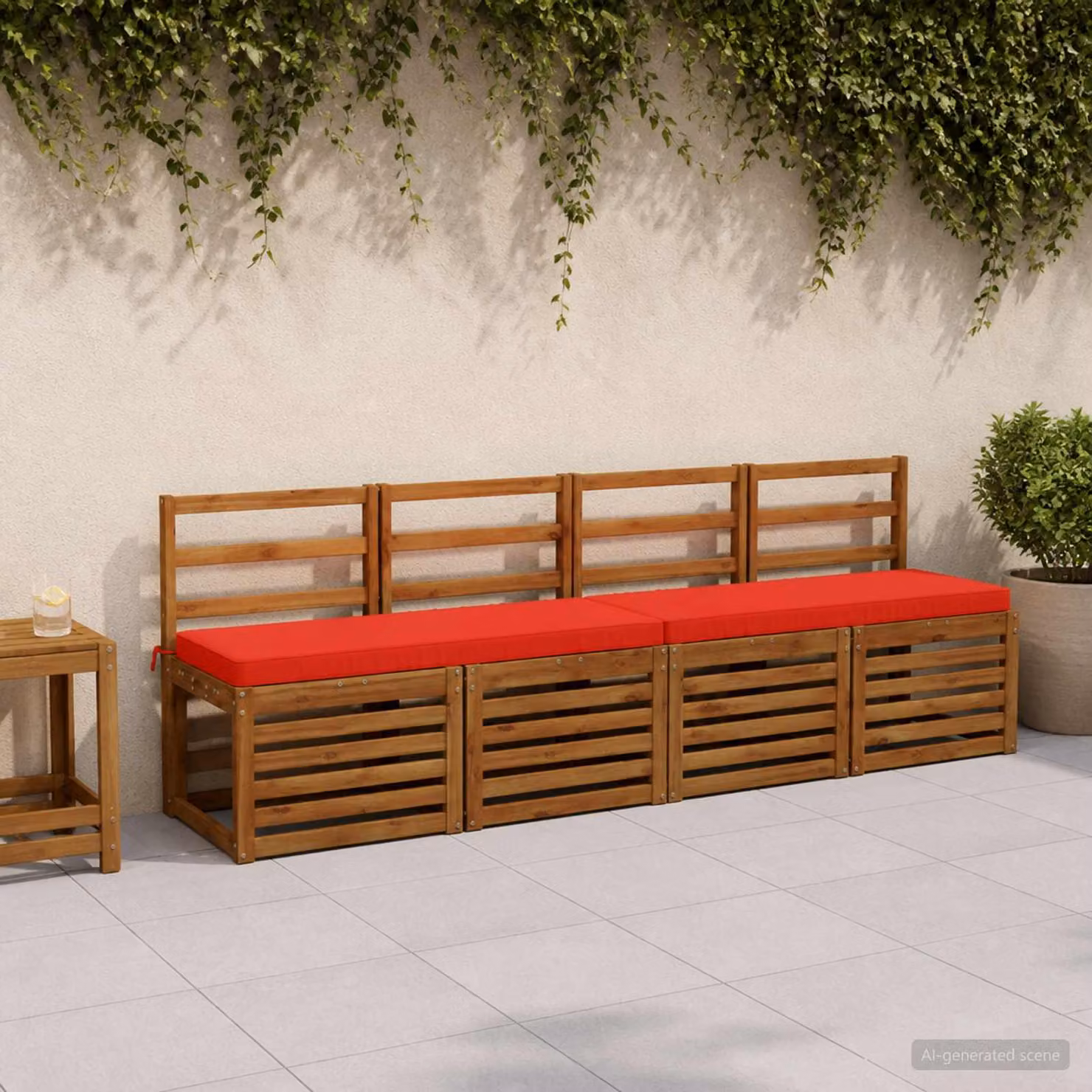 Cuscino per panchina vidaXL VUGHT rosso in poliestere con rivestimento rimovibile e resistente ai raggi UV