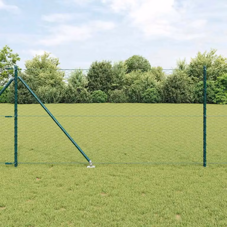 Recinzione esagonale con palo vidaXL in acciaio rivestito in PVC verde, L: 10 m, H: 1 m