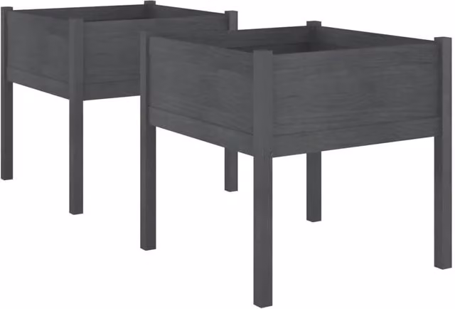 Fioriera rialzata per piante fiori giardino terrazze set da 2 70 x 70 x 70 cm legno di pino massiccio grigio 02_0039004