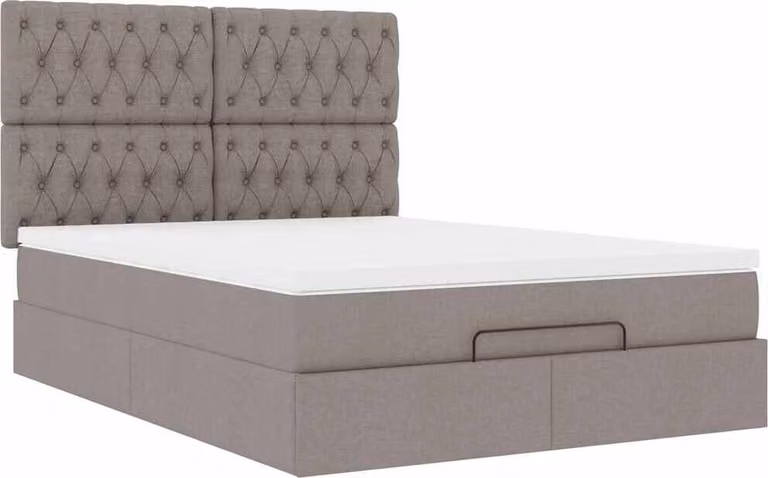 Struttura Letto Pouf con Materasso Tortora 140x200cm in Tessuto