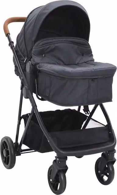 Passeggino combinato pieghevole vidaXL in acciaio e tessuto, Antracite e Nero – 1