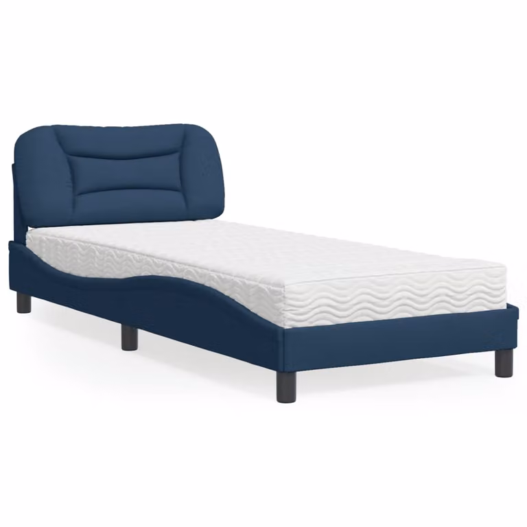 Letto con Materasso Hvar vidaXL in Tessuto Blu e Bianco 90x200 cm