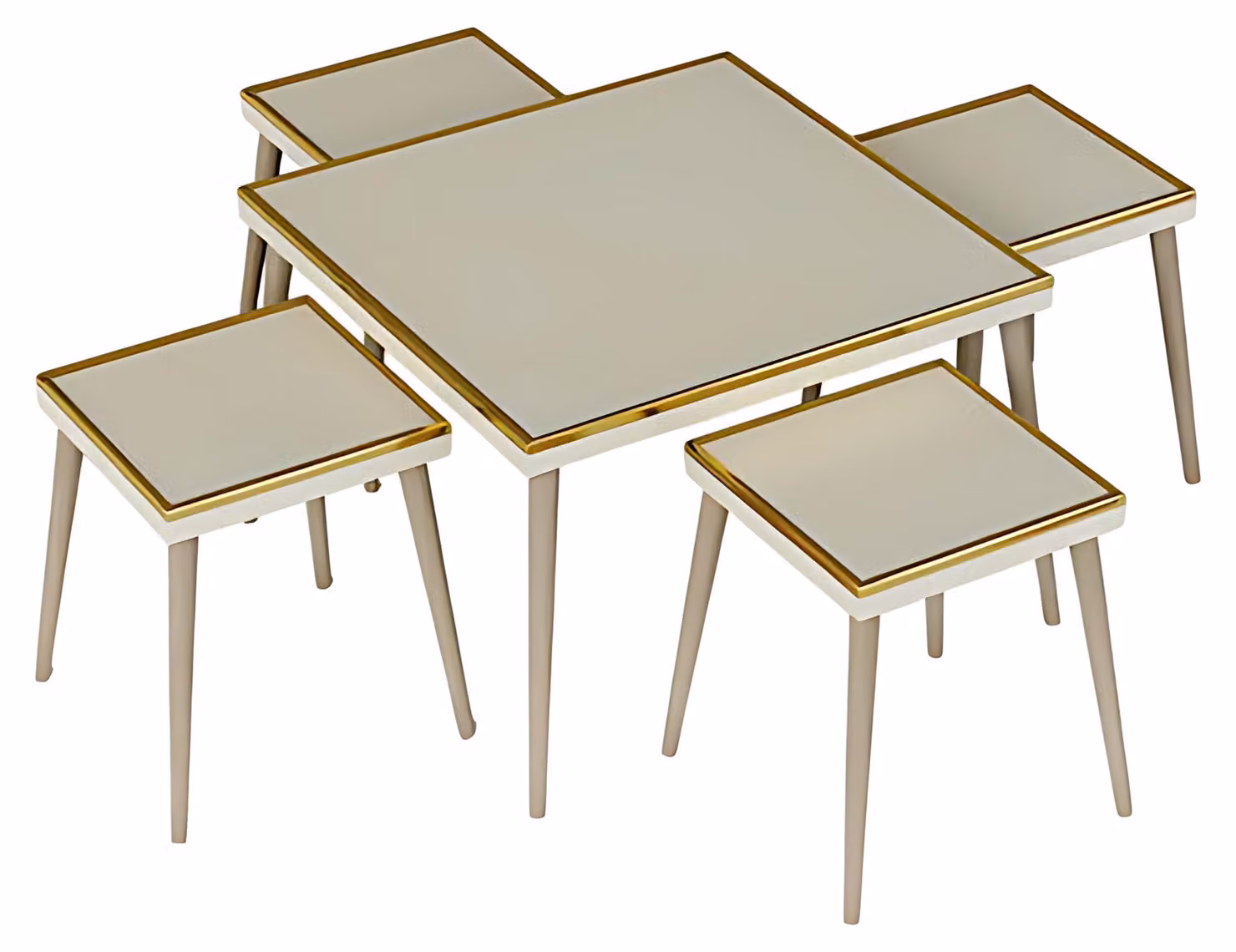 Elegantes Wohnzimmer-Set in Beigem Holz und Edelstahl