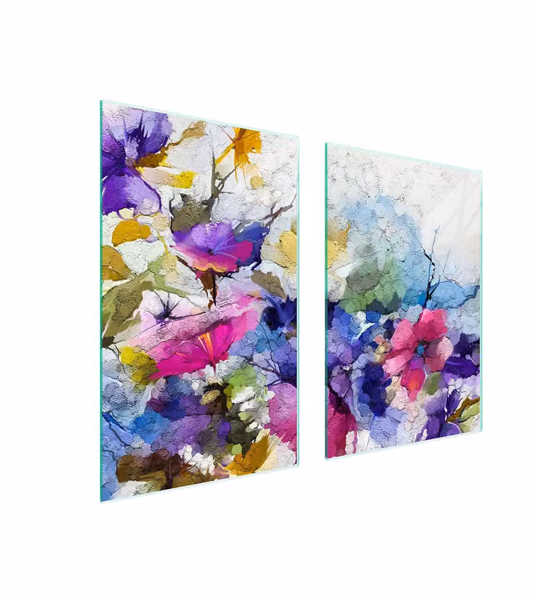 Piatto Di Protezione In Vetro Per Cucina 65X52 Fiori