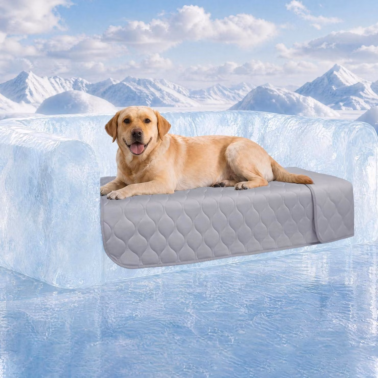 Tappetino refrigerante per cani, autorigenerante, impermeabile, grigio chiaro, 77 x 178 cm