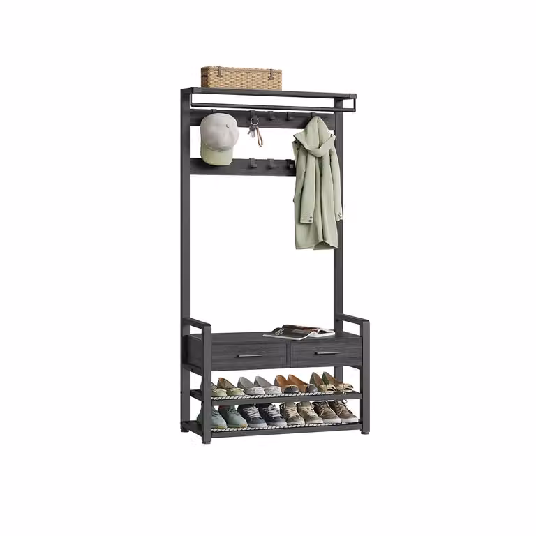 Appendiabiti da Ingresso 30 x 80,4 x 181,6 cm, Grigio Antracite + Nero Inchiostro