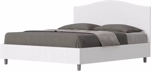 Letto matrimoniale contenitore 160x200 bianco frassino testata similpelle bianco Grace