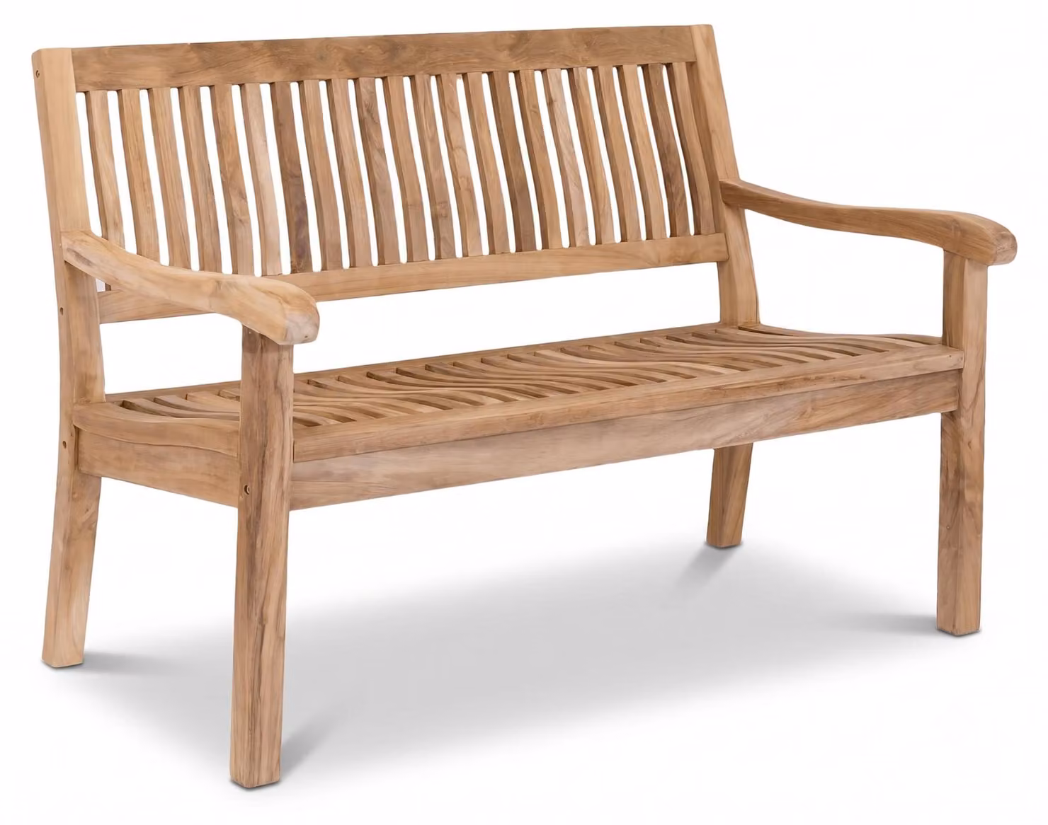 Robusta panchina da giardino a 3 posti Kingsbury in teak pregiato 150 cm