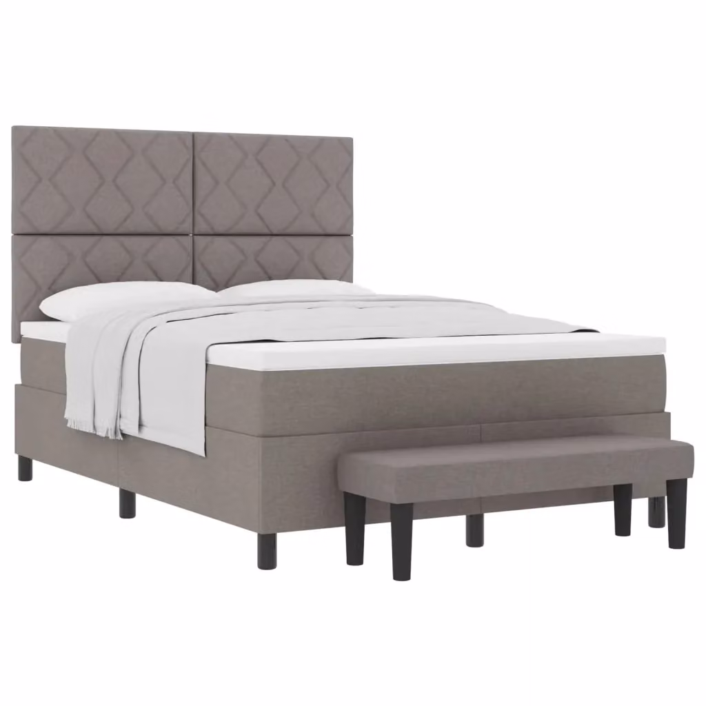 Letto Ibrido con Materasso a Molle e Schiuma vidaXL, Rivestimento in Tessuto Beige o Grigio, L/P: 140 x 200 cm – 2