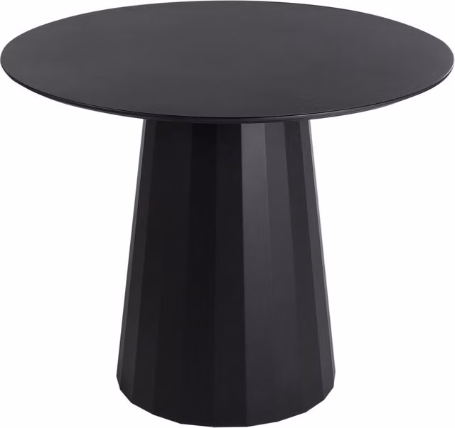Tavolo da pranzo rotondo Beliani in stile scandinavo nero con struttura in metallo e top in MDF laccato, Diametro: 100 cm, Altezza: 75 cm – 1