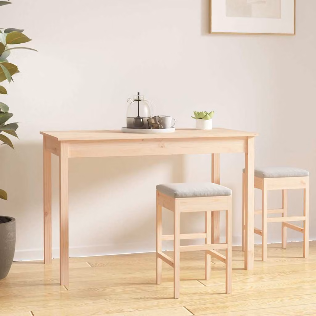 vidaXL Tavolo da Pranzo Rettangolare in Legno Massello di Pino, Colore Marrone/Beige, L: 110 cm, P: 55 cm, H: 75 cm