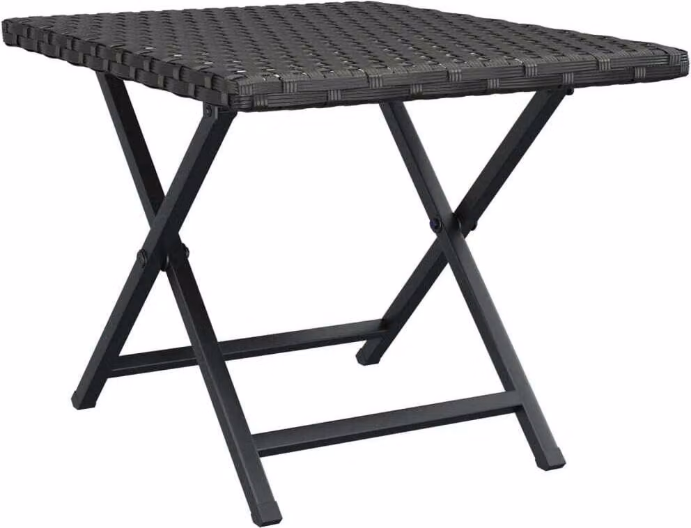 Tavolo Pieghevole Nero 45x35x32 cm in Polyrattan