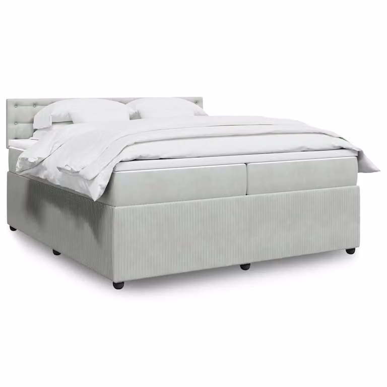 vidaXL Giroletto a Molle con Materasso Ibrido in Velluto Grigio Chiaro L/P: 200 x 200 cm