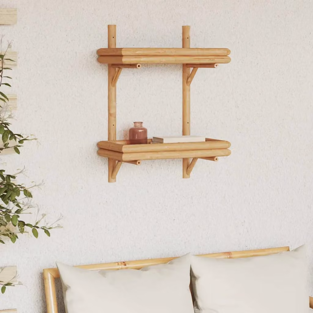 Scaffale da parete moderno vidaXL in bambù marrone L 39 cm, P 26 cm, H 60 cm