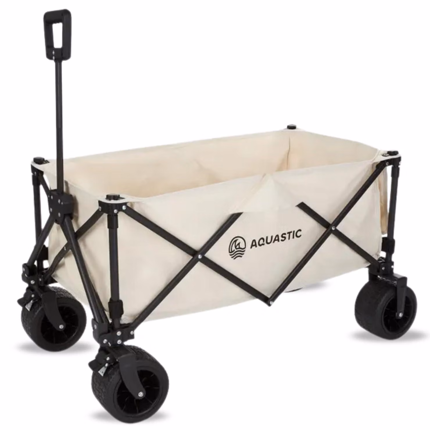 Carrello pieghevole, dimensioni 90x47x55 cm, capacità 127 litri, con ruote grandi, colore beige, ideale per la spiaggia