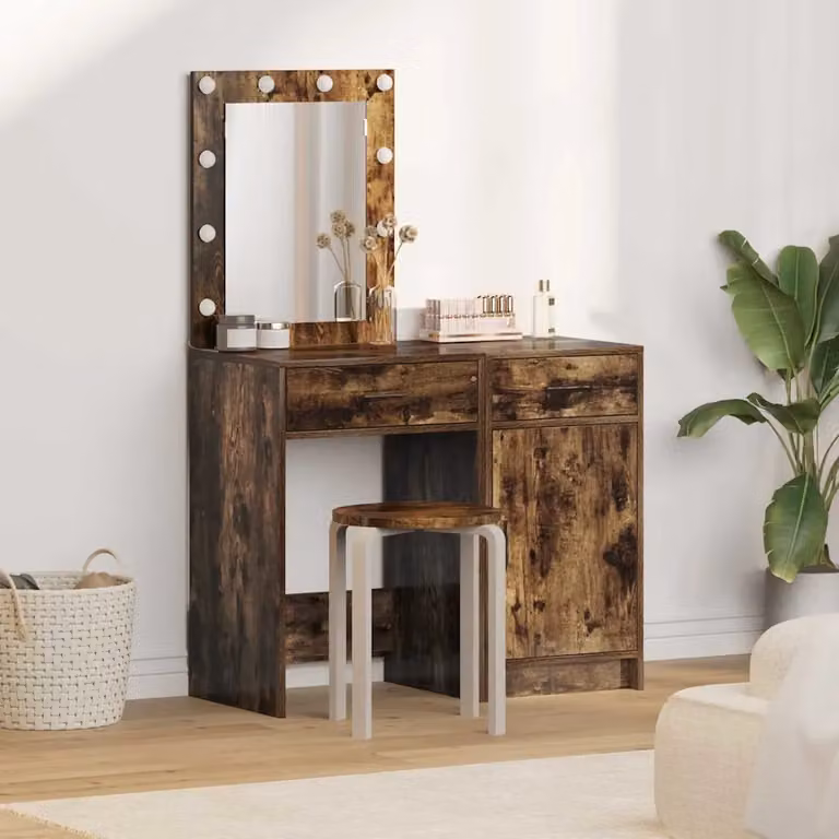 Set di 2 Tavoli da Trucco Moderni vidaXL in MDF Marrone L 50 cm x P 41 cm x H 135 cm