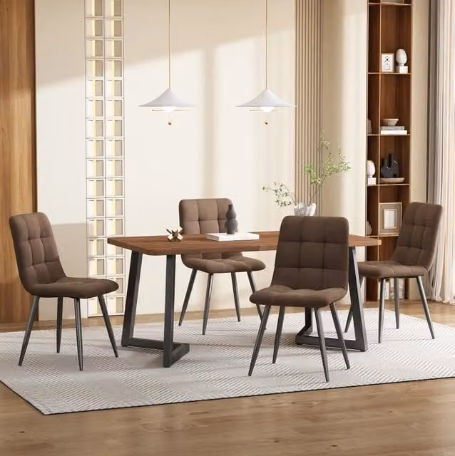 Set da pranzo 5 pezzi con tavolo MDF noce e 4 sedie