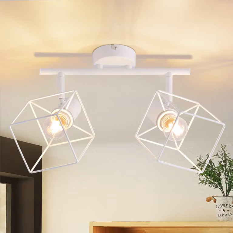 ZMH lampada da soffitto 2 fiamme E14 faretto da soffitto plafoniera bianca 350° orientabile moderna lampada da soggiorno lampada da cucina lampada da corridoio per ufficio senza lampadina