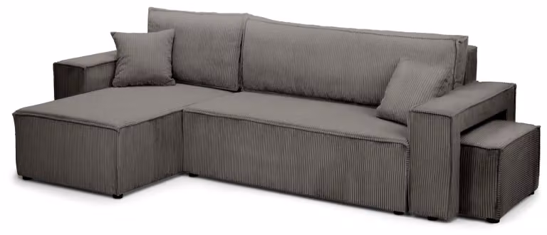 Divano a tre posti con funzione letto, modello Klara, colore grigio grafite