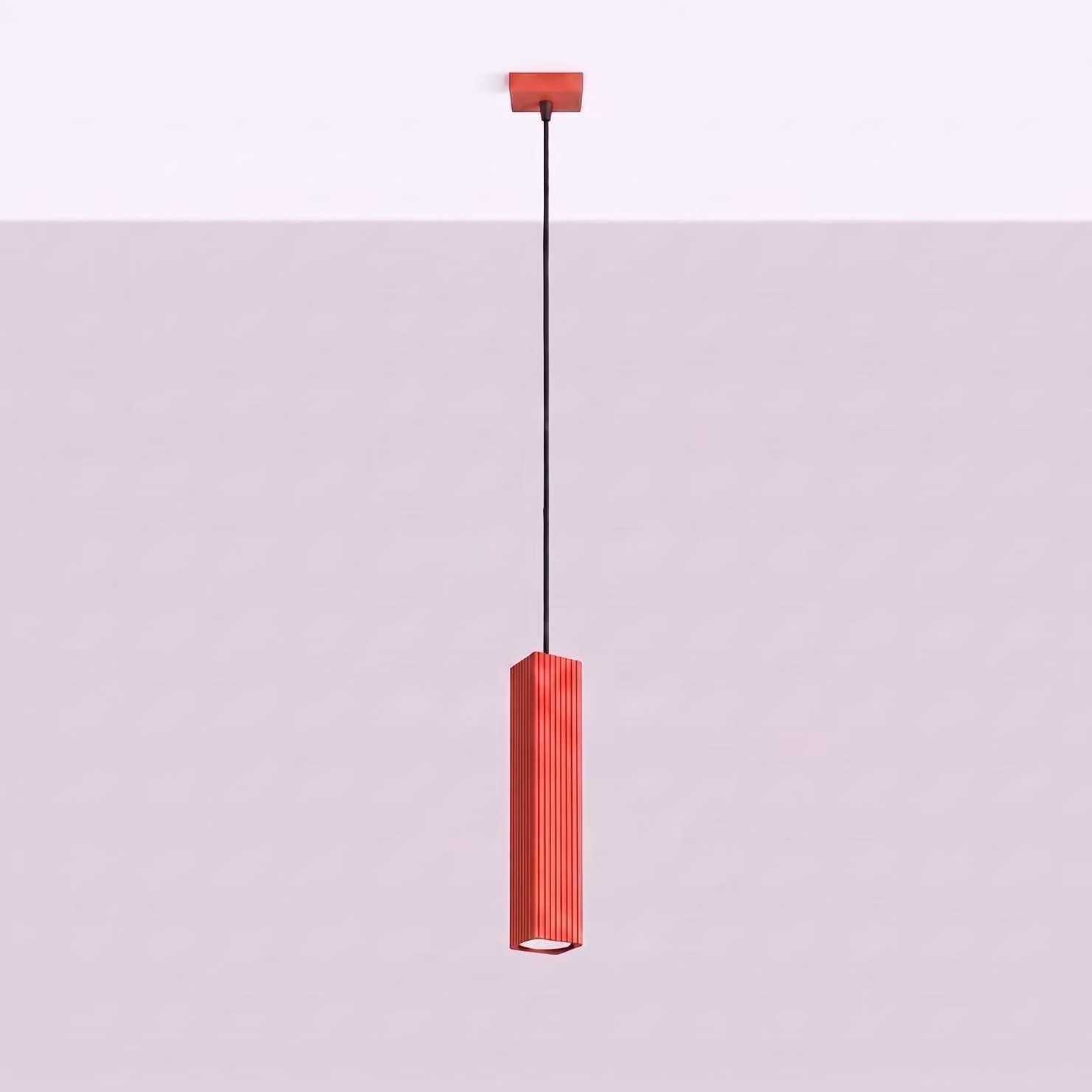 Lampada a sospensione RAYO 1 rossa 1xGU10 10W alluminio 118x8x8cm Sollux Lighting