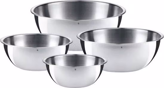 Set di 4 Scaldabagni WMF in Acciaio Inossidabile Argento con Manico a 360 Gradi e Design Rotondo