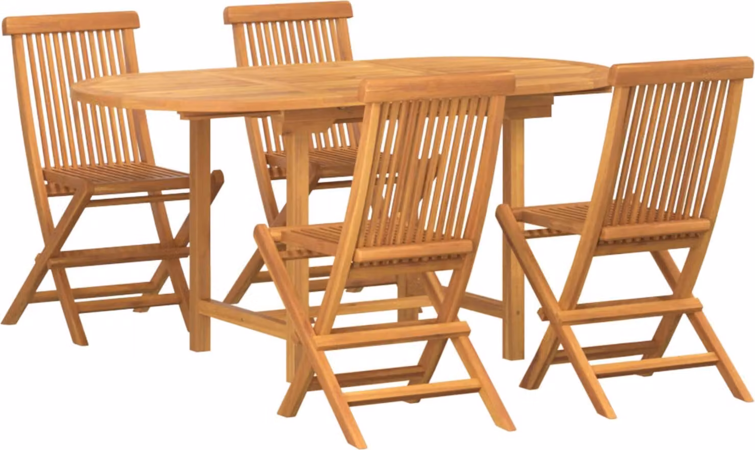 Set da Pranzo per Giardino 5 pcs Marrone Legno di teak solido
