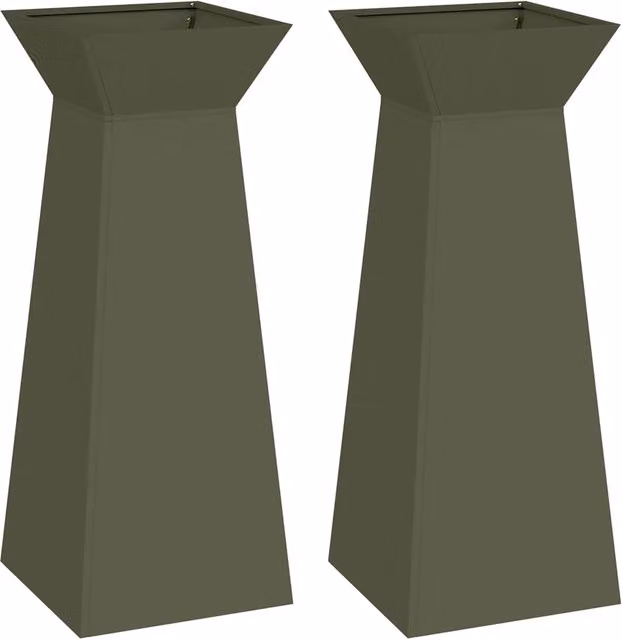 2 pz Fioriere | Cassetta per fiori | Vaso a Pilastro Oliva 40 x 40 x 100 cm