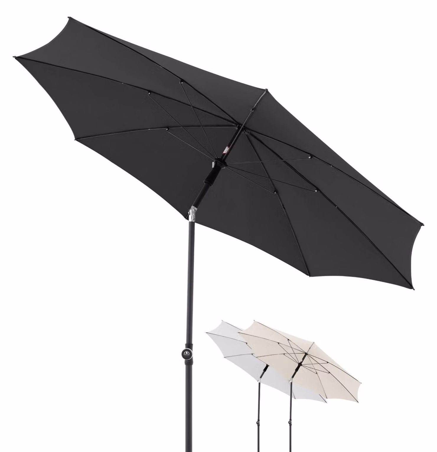 Ombrellone da balcone rotondo - Ø 200 cm - Inclinabile - Grigio scuro - Con copertura