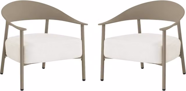 Set di 2 poltrone da giardino in plastica e metallo "Céora" - Colore taupe
