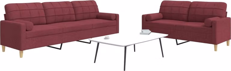Maison Exclusive - Set divano a 2 posti con cuscini decorativi in tessuto bordeaux