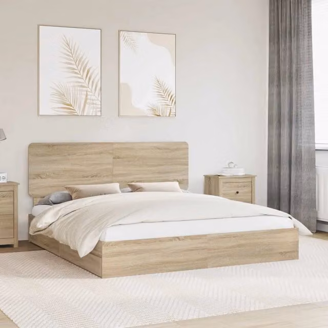 Letto con Contenitore con testiera-Struttura Letto con contenitore Rovere Sonoma 180 x 200 cm 311376