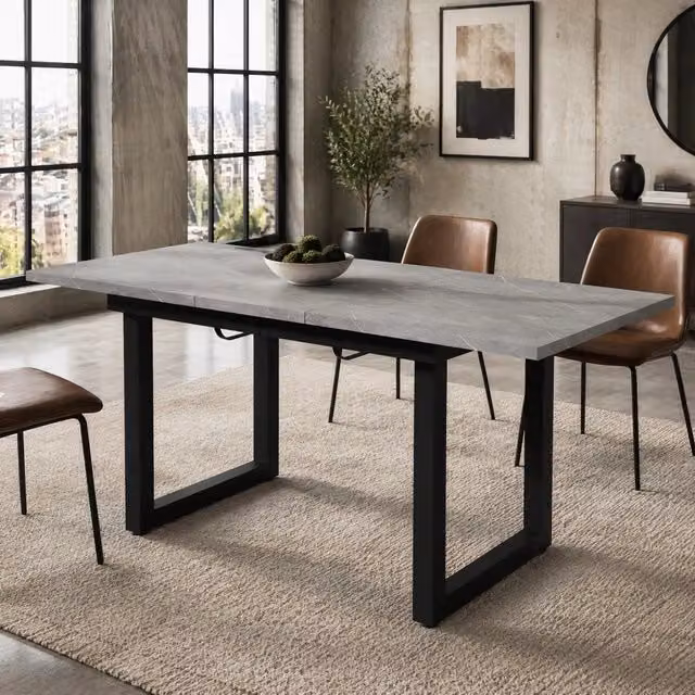 Tavolo da pranzo allungabile 140/180 x 80 x 75 cm MDF grigio nero industriale