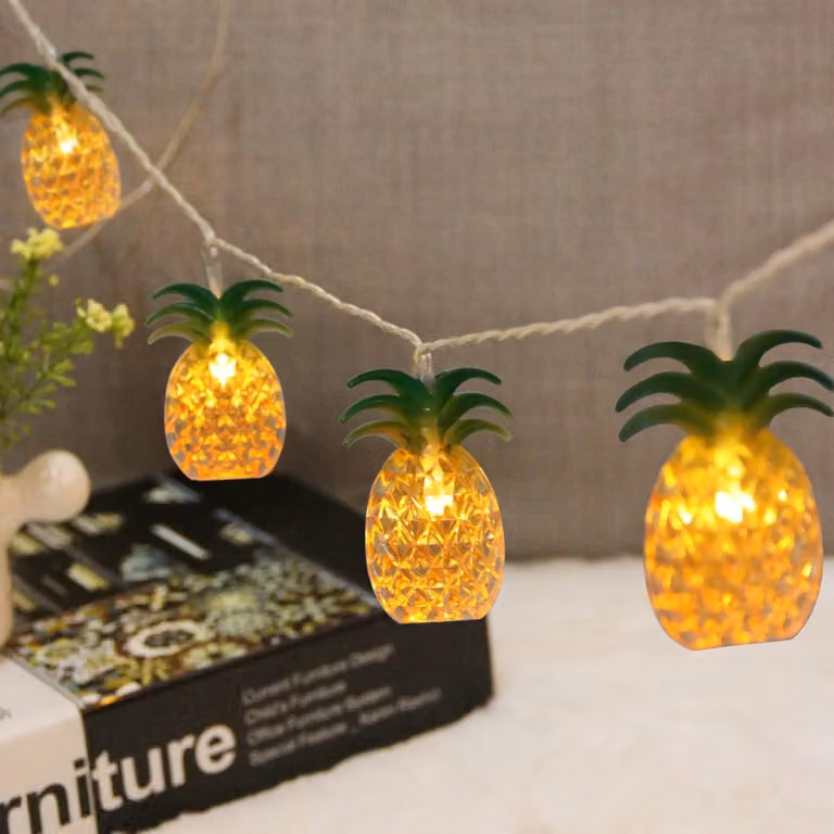 Catena luminosa da 3 metri, con 20 LED, design a forma di ananas, dal tema tropicale, ideale per feste