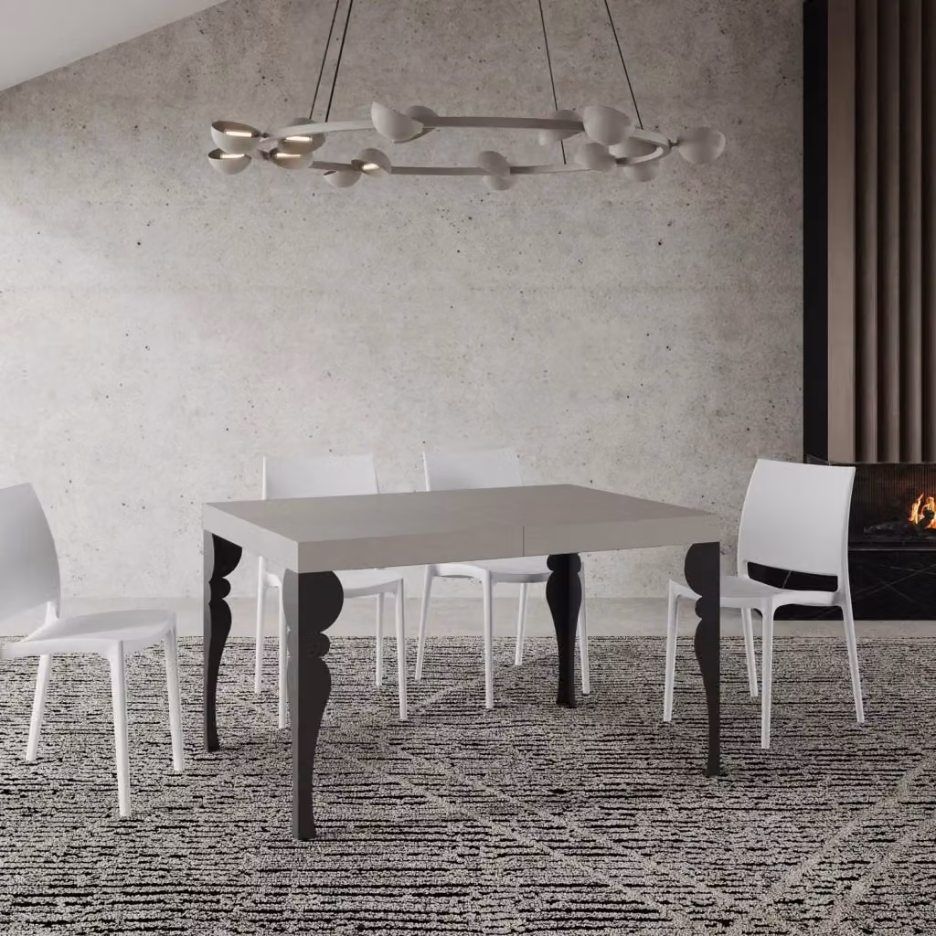 Tavolo allungabile moderno Paxon color beige con gambe in metallo antracite L/P: 120-380 x 90 cm – 2