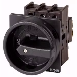 Interruttore principale Eaton, P1, 32 A, da incasso, 3 poli + N, 1 contatto di chiusura, 1 contatto di apertura, funzione STOP, con manopola nera e di bloccaggio, bloccabile in posizione 0 060232