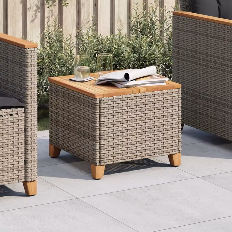 Maison Exclusive - Tavolo da giardino grigio, 45x45x37 cm, in rattan sintetico e legno di acacia