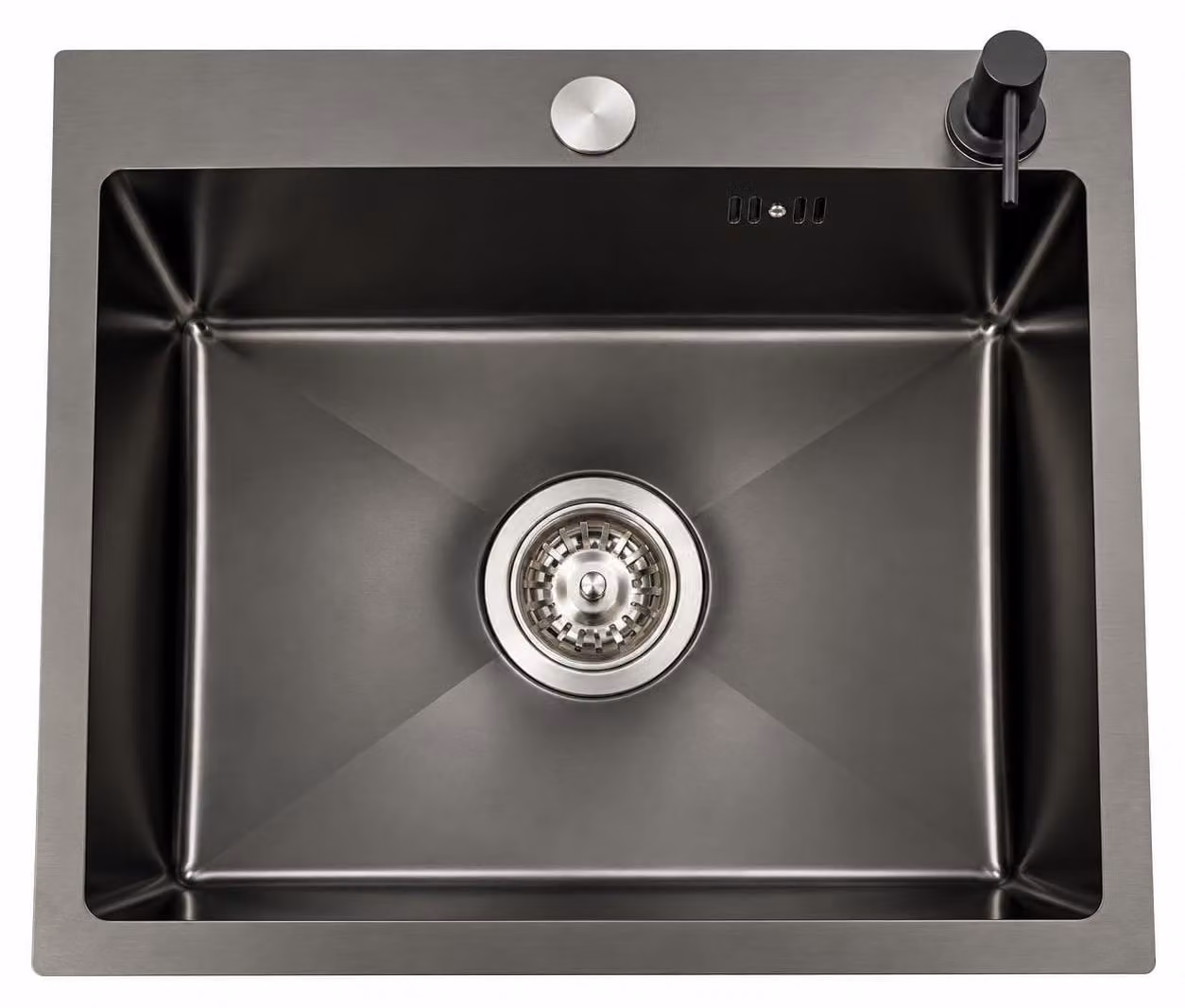 Lavello da cucina Granito - Nero - 40 x 45 cm - Lavello singolo con scolapiatti