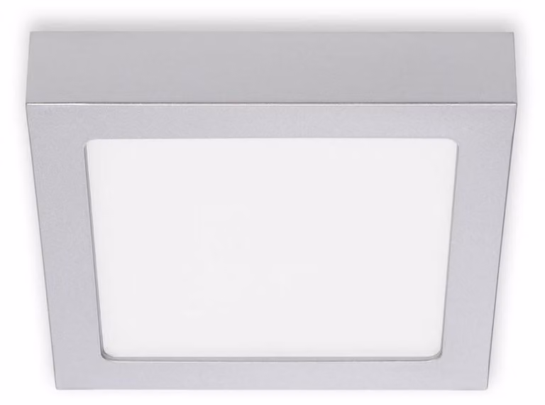 Lampada da soffitto LED Briloner, applique, finitura cromo opaco, 17x17 cm, 12W, 1050 lumen, luce bianco caldo 3000K