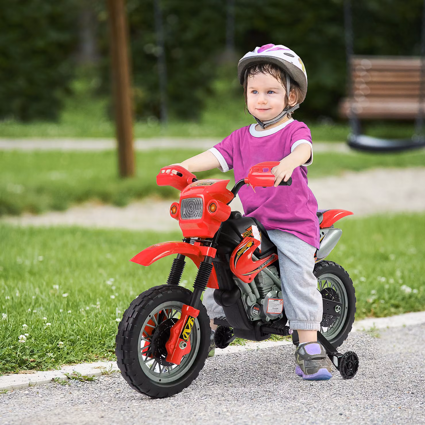 Moto elettrica per bambini Aosom rossa con effetti luce e suono e batteria ricaricabile – 2