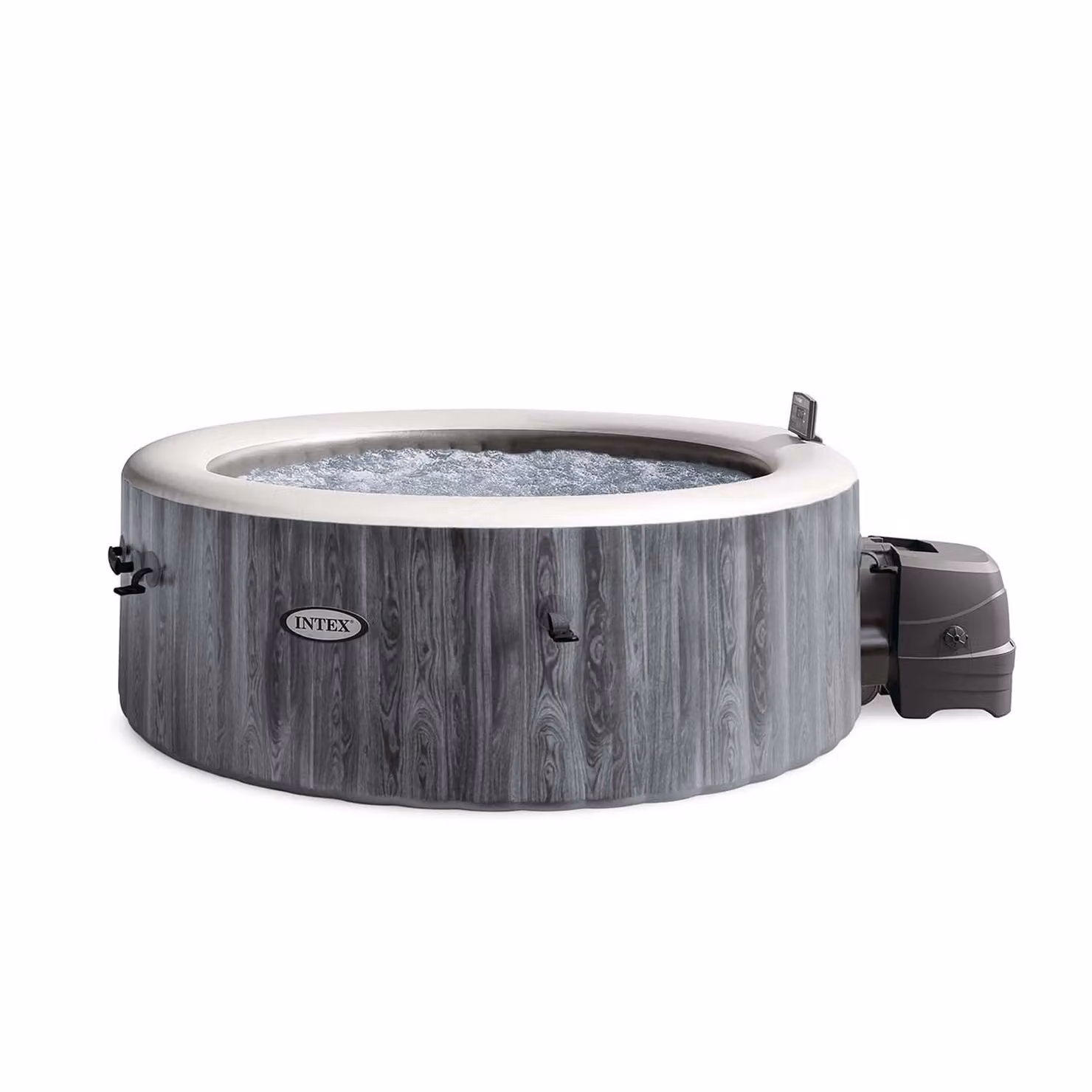 Intex Spa Idromassaggio PureSpa Greywood Deluxe per 6 persone, Grigio Effetto Legno, Diametro: 216 cm, Altezza: 71 cm – 1