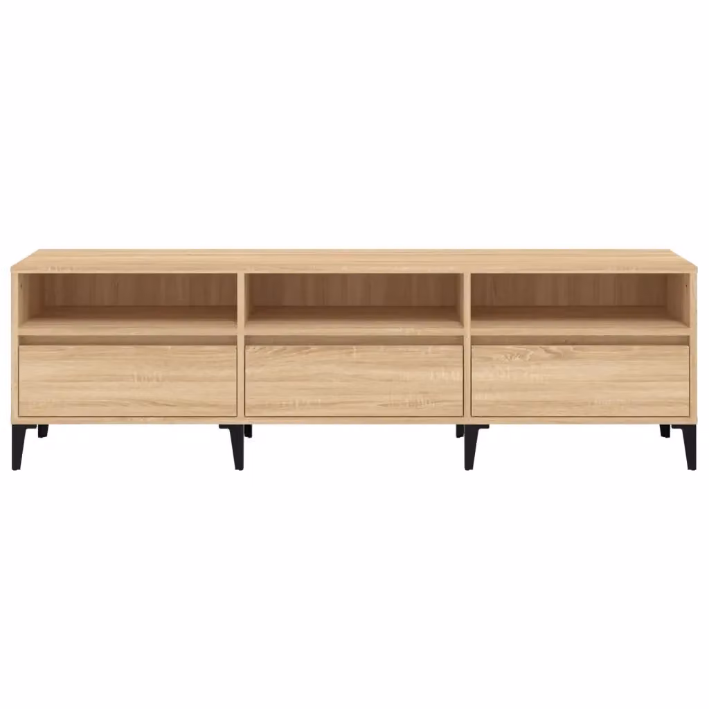 Mobile porta TV classico con vano contenitore per soggiorno in legno composito rovere Sonoma color marrone e beige L 150 x P 30 x H 44,5 cm – 2