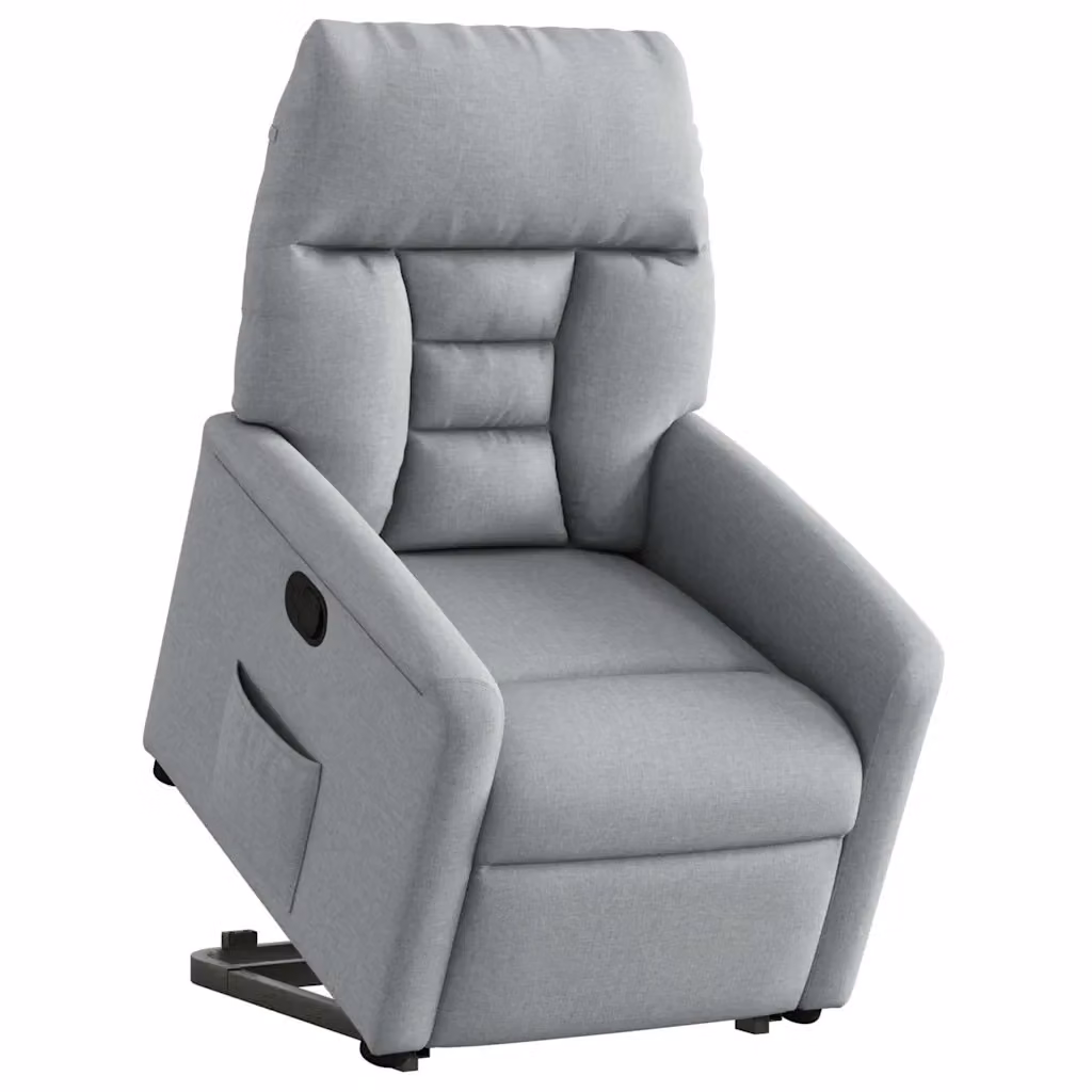Poltrona Alzapersona Reclinabile con Assistenza Elettrica vidaXL in Tessuto Grigio con Braccioli – 2