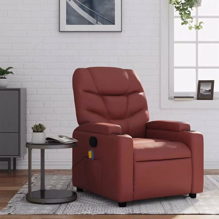 vidaXL Poltrona Relax Reclinabile in Similpelle Rossa con Braccioli