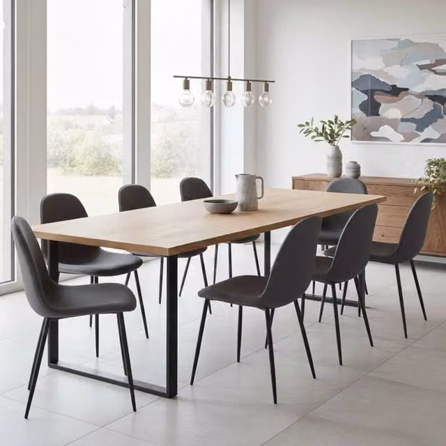 Set di 8 sedie moderne DMORA in tessuto e metallo, colore nero antracite opaco