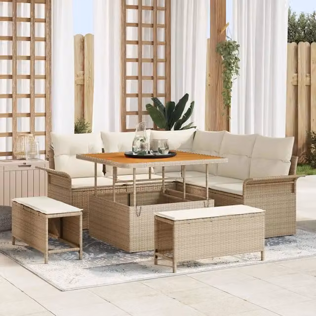 Set Divano da Giardino 8 pz Beige polyrattan 3362126
