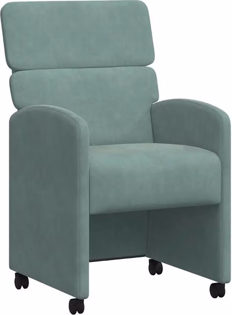 Sedie da Pranzo con Ruote 2 pz | Sedie da cucina verde mare 58 x 65 x 98 cm