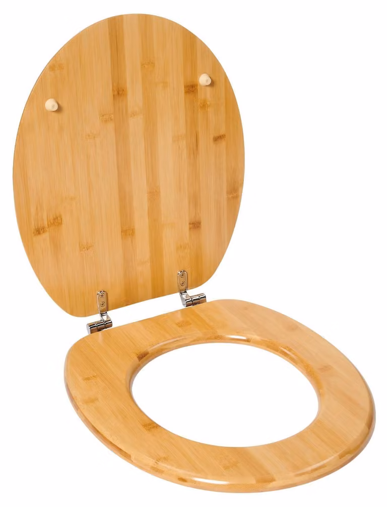 Sedile per WC in bambù Emmy: sedile sostenibile per WC con coperchio e cerniere